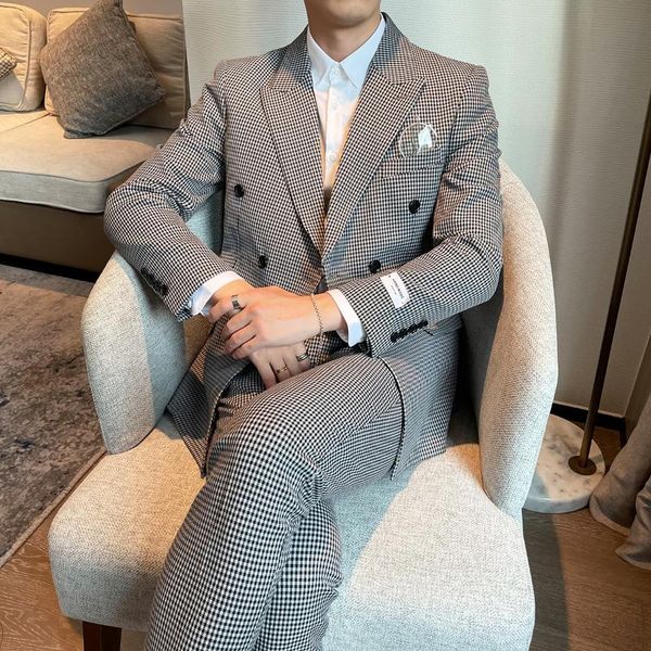men's suits & blazers 2021 autumn plaid 2 pcs set wedding for mendouble breasted business casual costume homme groom tuxedos blazer pan, White;black
men's suits & blazers 2021 autumn plaid 2 pcs set wedding for mendouble breasted business casual costume homme groom tuxedos blazer pan, White;black