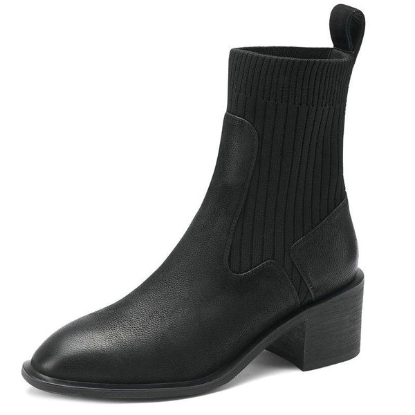 boots vintage winter autumn women ankle genuine leather knitting square toe shoes woman thick heels working, Black
boots vintage winter autumn women ankle genuine leather knitting square toe shoes woman thick heels working, Black