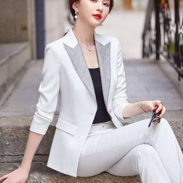 women's two piece pants 2021 autumn and winter professional wear casual office sets double breasted ladies jacket two-piece fashion tro, White
women's two piece pants 2021 autumn and winter professional wear casual office sets double breasted ladies jacket two-piece fashion tro, White