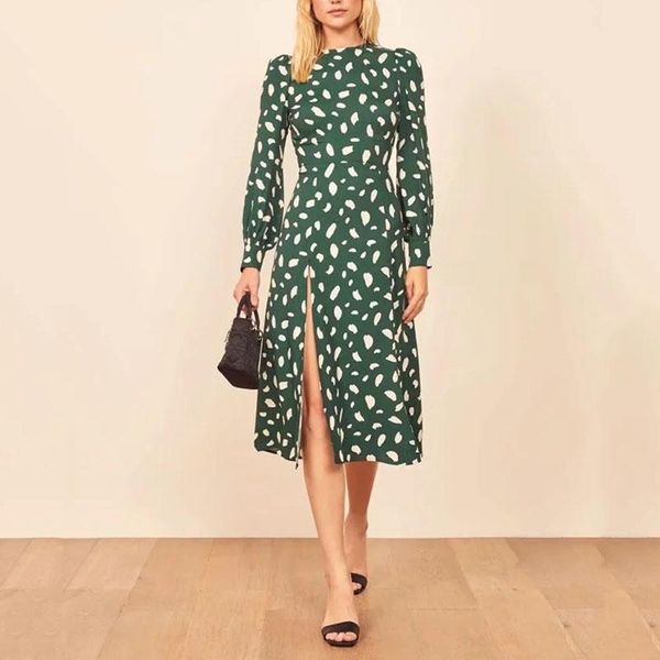 casual dresses spring autumn vintage party dress elegant split beach female floral green long sleeve mid vestidos, Black;gray
casual dresses spring autumn vintage party dress elegant split beach female floral green long sleeve mid vestidos, Black;gray