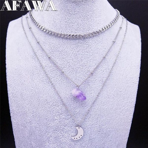 pendant necklaces stainless steel purple natural crystal witchcraft moon layered chain necklace women silver color jewelry collier femme nxs
pendant necklaces stainless steel purple natural crystal witchcraft moon layered chain necklace women silver color jewelry collier femme nxs