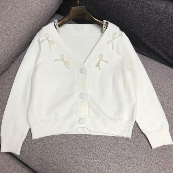 women's knits & tees designer knitted sweater for women causel v neck wool beaded bows solid cardigan, White
women's knits & tees designer knitted sweater for women causel v neck wool beaded bows solid cardigan, White