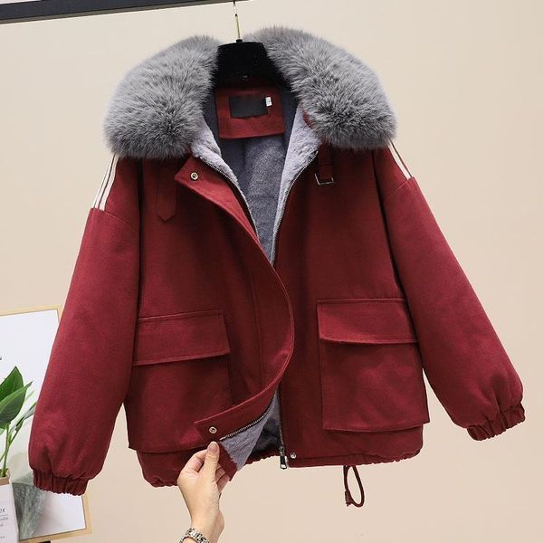 women's down & parkas cotton clothes clothing 2021 winter korean loose fashion fur collar plush thickened short coat manteau femme hive, Black
women's down & parkas cotton clothes clothing 2021 winter korean loose fashion fur collar plush thickened short coat manteau femme hive, Black