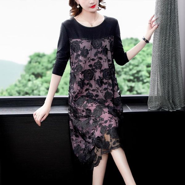 spring floral embroidery 5xl plus size mesh dress elegant bodycon women party vestidos autumn casual vintage loose midi dresses, Black;gray
spring floral embroidery 5xl plus size mesh dress elegant bodycon women party vestidos autumn casual vintage loose midi dresses, Black;gray