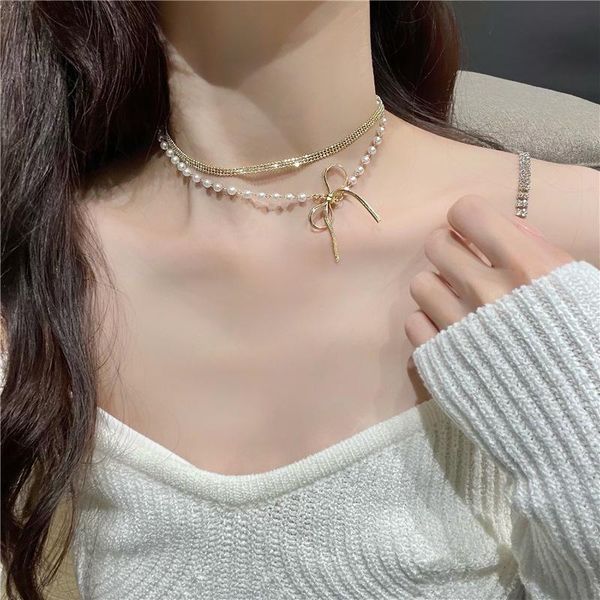 bowknot simulated-pearls layered necklace double layers choker jewelry for women chokers, Golden;silver
bowknot simulated-pearls layered necklace double layers choker jewelry for women chokers, Golden;silver