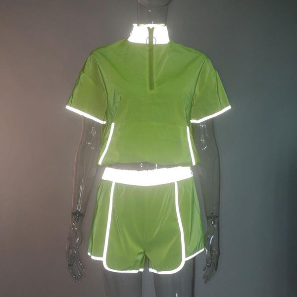reflective sportswear neon yellow gyms suit set turtleneck zipper crop t shirt & casual shorts women two piece dress, White
reflective sportswear neon yellow gyms suit set turtleneck zipper crop t shirt & casual shorts women two piece dress, White