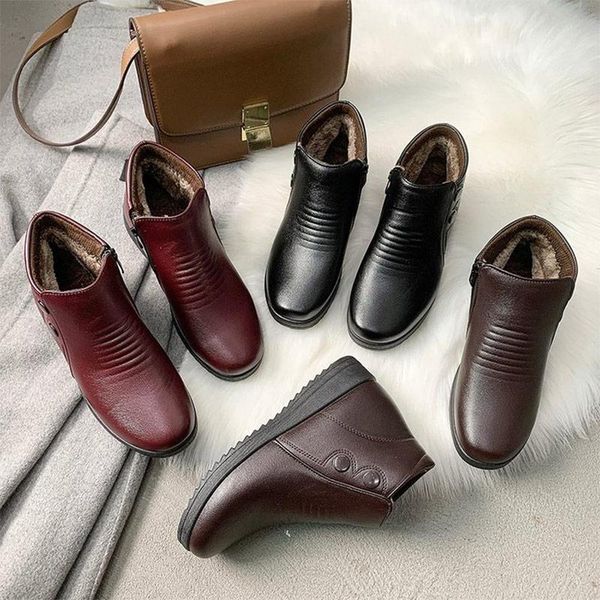 boots women warm fur leather ankle women's snow flat winter plus size platform ladies mom's shoes flock female, Black
boots women warm fur leather ankle women's snow flat winter plus size platform ladies mom's shoes flock female, Black