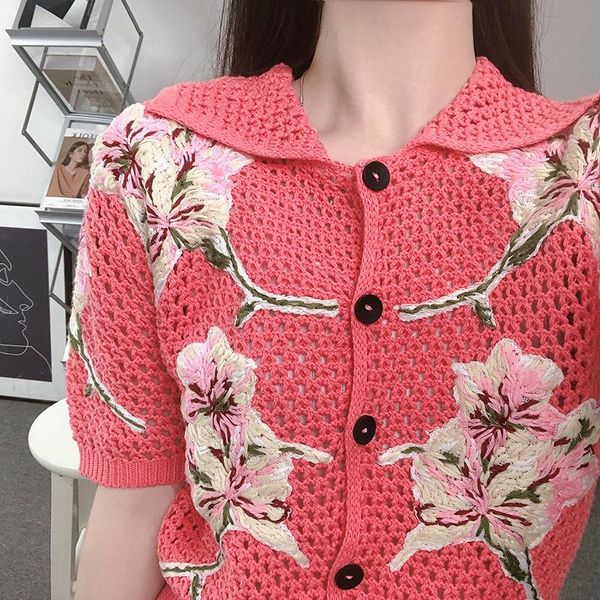 women's knits & tees green flower embroidered sweater jacket short sleeve knit cardigan hollow elegant nes retro coat women clothes 202, White
women's knits & tees green flower embroidered sweater jacket short sleeve knit cardigan hollow elegant nes retro coat women clothes 202, White