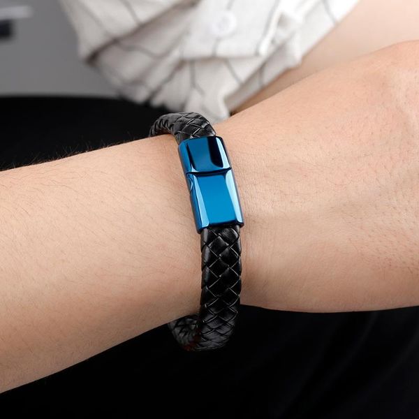 charm bracelets fashion stainless steel magnetic buckle black men's bracelet leather woven punk jewelry accessories friendship, Golden;silver
charm bracelets fashion stainless steel magnetic buckle black men's bracelet leather woven punk jewelry accessories friendship, Golden;silver