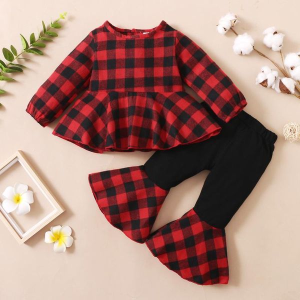clothing sets christmas little girls outfit sweet style plaid long sleeve round collar flouncing hem + bell-bottomed pants for 6m-4t, White
clothing sets christmas little girls outfit sweet style plaid long sleeve round collar flouncing hem + bell-bottomed pants for 6m-4t, White