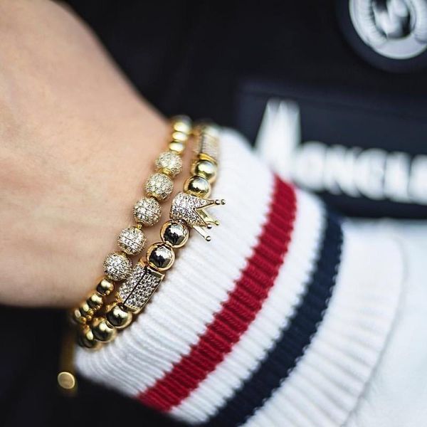 charm bracelets fashion cubic zircon ball crown men bracelet braided macrame adjustable for women jewelry, Golden;silver
charm bracelets fashion cubic zircon ball crown men bracelet braided macrame adjustable for women jewelry, Golden;silver
