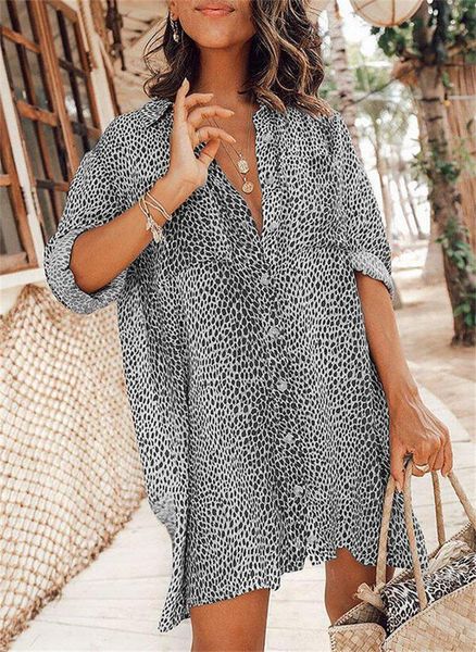 casual dresses 2021 summer women shirts dress loose long sleeve button up mini leopard printed oversized casuales beach, Black;gray
casual dresses 2021 summer women shirts dress loose long sleeve button up mini leopard printed oversized casuales beach, Black;gray