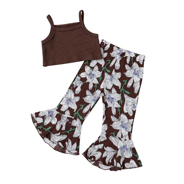 clothing sets kids baby girls 2-piece outfit set sleeveless solid color +floral print flared pants, White
clothing sets kids baby girls 2-piece outfit set sleeveless solid color +floral print flared pants, White