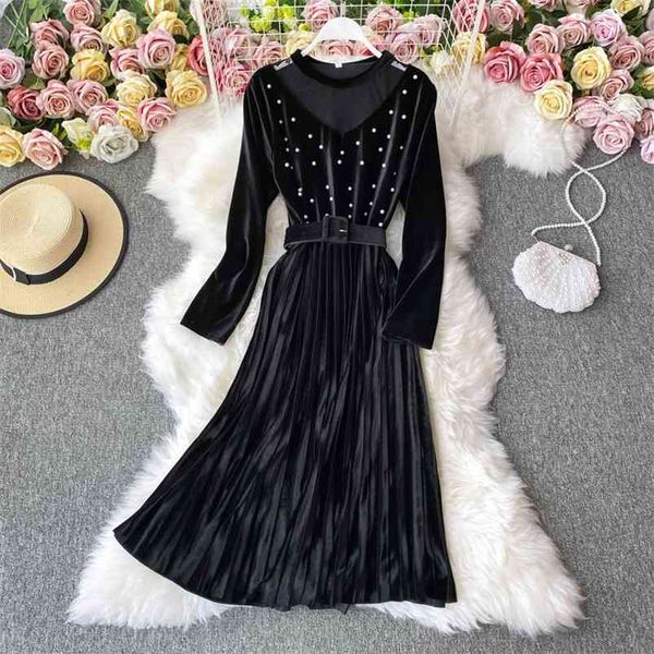 autumn french high-end western temperament waist slimming mid-length skirt beaded velvet pleated dress hk092 210507, Black;gray
autumn french high-end western temperament waist slimming mid-length skirt beaded velvet pleated dress hk092 210507, Black;gray