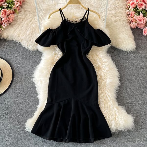 black spaghetti strap dress women off shoulder short sleeve high waist bodycon mermaid vestidos female elegant robe 2021, Black;gray
black spaghetti strap dress women off shoulder short sleeve high waist bodycon mermaid vestidos female elegant robe 2021, Black;gray