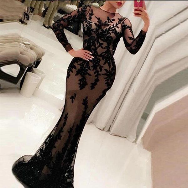 arabic jewel neck long sleeves lace mermaid evening dresses appliques floor length tulle formal prom gowns, Black;red
arabic jewel neck long sleeves lace mermaid evening dresses appliques floor length tulle formal prom gowns, Black;red
