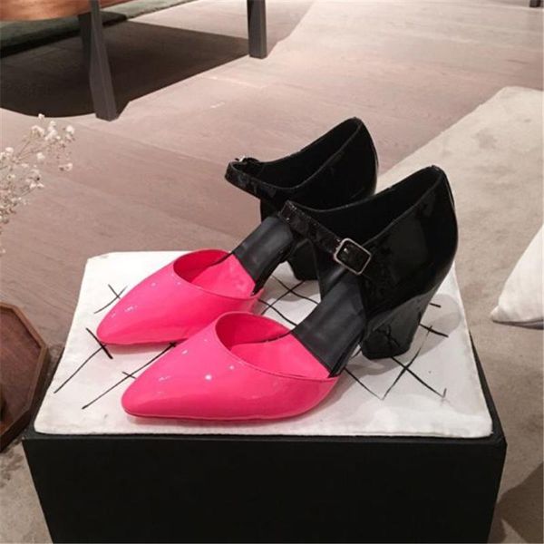 shoes woman patent leather sandals mixed colors zapatos de mujer chunky high heels retro ankle buckle ladies pumps dress, Black
shoes woman patent leather sandals mixed colors zapatos de mujer chunky high heels retro ankle buckle ladies pumps dress, Black
