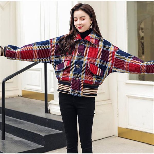 women's wool & blends retro plaid coat women 's autumn winter korean style short short-height woven woolen thickened warm jacket, Black
women's wool & blends retro plaid coat women 's autumn winter korean style short short-height woven woolen thickened warm jacket, Black