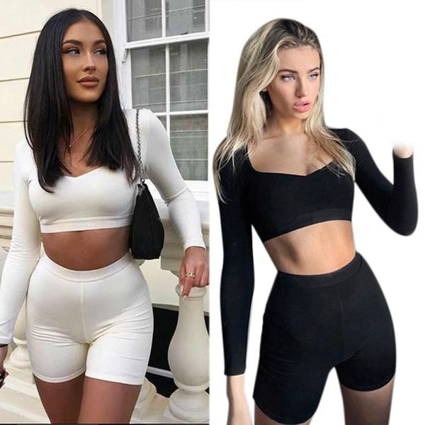 women's tracksuits bodycon women matching set long sleeve fashion casual two piece outfits basic crop and biker shorts sets, Gray
women's tracksuits bodycon women matching set long sleeve fashion casual two piece outfits basic crop and biker shorts sets, Gray