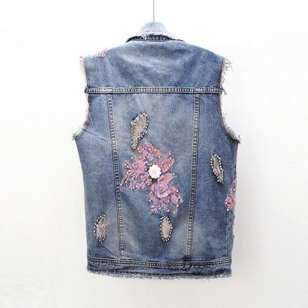 women's vests street beads torn hole embroidered flower denim girly fashion vest summer without sleeves thin jacket short fit lnbm, Black;white
women's vests street beads torn hole embroidered flower denim girly fashion vest summer without sleeves thin jacket short fit lnbm, Black;white