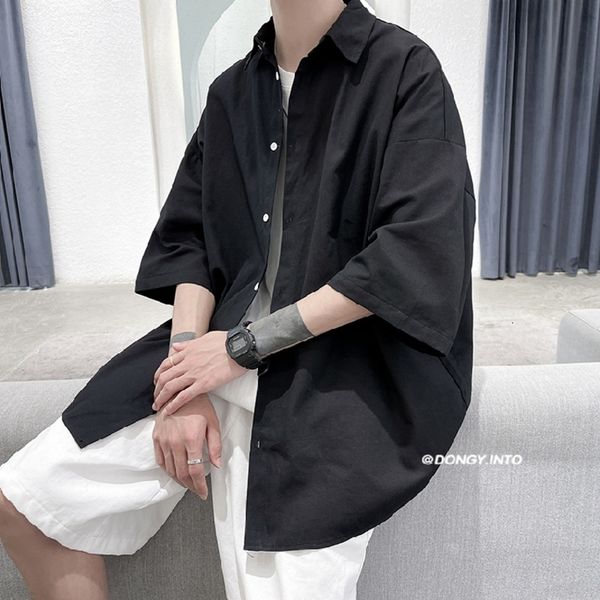 men's casual shirts summer short-sleeved fashion gray blue black white men korean loose mens dress -2xl 4636, White;black
men's casual shirts summer short-sleeved fashion gray blue black white men korean loose mens dress -2xl 4636, White;black