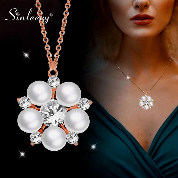 pendant necklaces sinleery romantic snowflake female rose gold color choker chain bridal wedding pearl jewelry xl030 ssb, Silver
pendant necklaces sinleery romantic snowflake female rose gold color choker chain bridal wedding pearl jewelry xl030 ssb, Silver