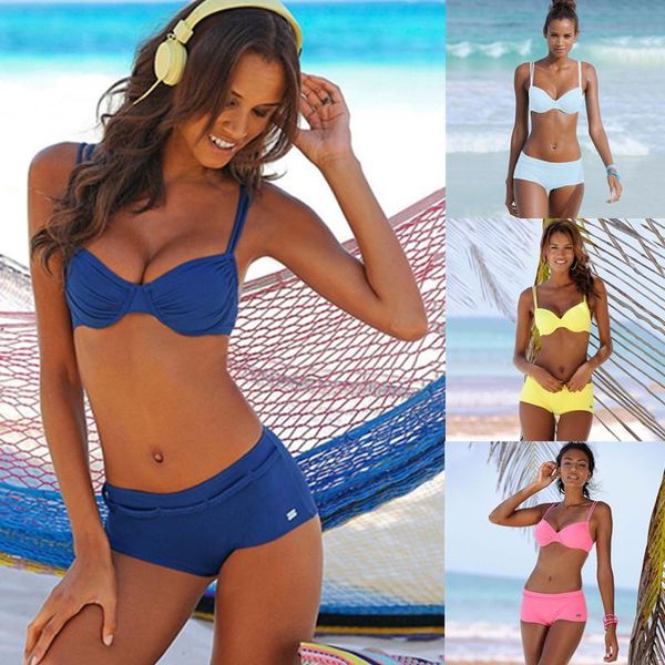 women's swimwear seperate bikini set boxer push up bra solid color bathing suit women vintage beach wear 2 peices, White;black
women's swimwear seperate bikini set boxer push up bra solid color bathing suit women vintage beach wear 2 peices, White;black