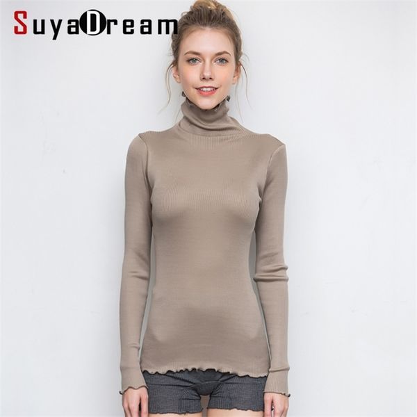 suyadream women solid turtleneck pullovers 80%silk 20%cotton slim fit rib sweaters autumn winter bottoming knit wear 210811, White;black
suyadream women solid turtleneck pullovers 80%silk 20%cotton slim fit rib sweaters autumn winter bottoming knit wear 210811, White;black