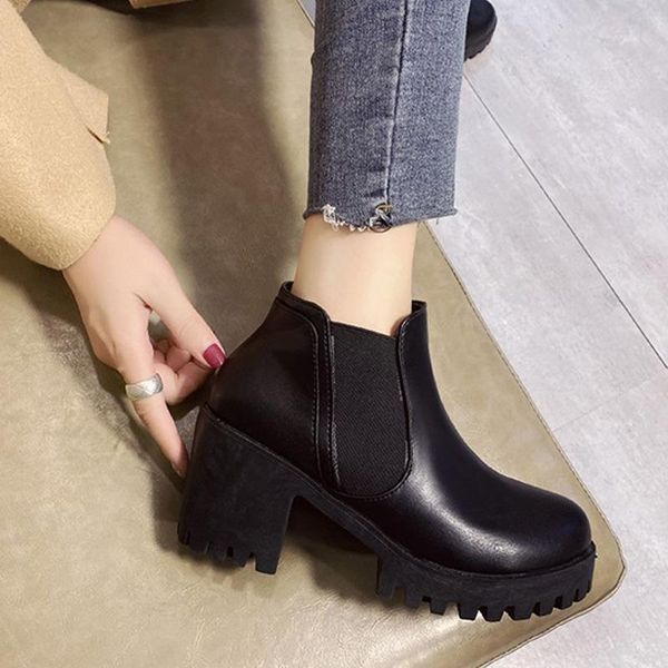 boots round toe female shoes botas de mujer woman ankle solia ladies short concise hoof heels slip on boot, Black
boots round toe female shoes botas de mujer woman ankle solia ladies short concise hoof heels slip on boot, Black