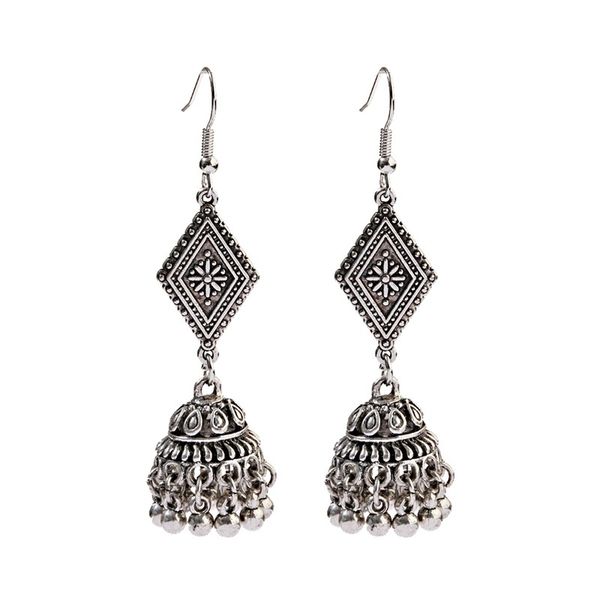 bohemian women's antique vintage indian jhumka retro bell tassel earrings metal hangling dangle earrings, Silver
bohemian women's antique vintage indian jhumka retro bell tassel earrings metal hangling dangle earrings, Silver