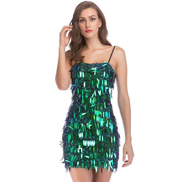 luxury evening party dresses nightclub sling backls green sequin dr's short skirt summer, Black
luxury evening party dresses nightclub sling backls green sequin dr's short skirt summer, Black