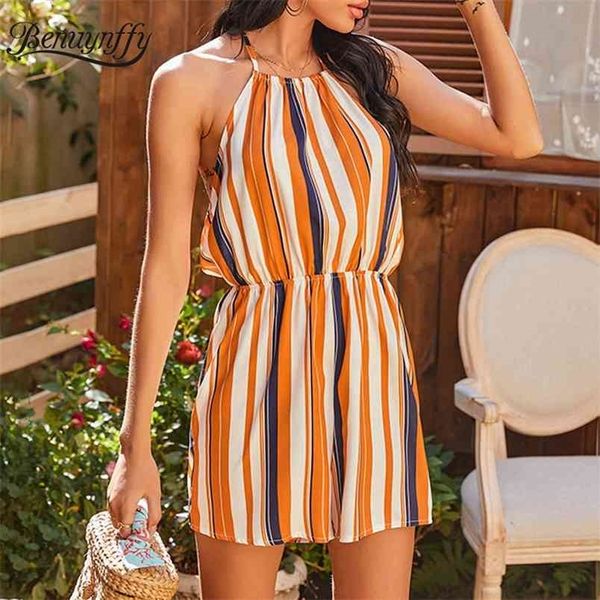 holiday style casual halter rompers women summer sleeveless backless high waist female striped beach playsuit 210510, Black;white
holiday style casual halter rompers women summer sleeveless backless high waist female striped beach playsuit 210510, Black;white