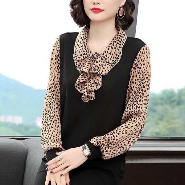women spring autumn style blouses shirts lady casual long sleeve bow tie collar leopard printed loose blusas df4042 women's &, White 
women spring autumn style blouses shirts lady casual long sleeve bow tie collar leopard printed loose blusas df4042 women's &, White
