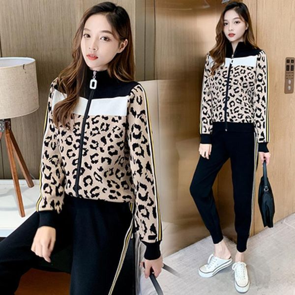 women's two piece pants design ins leopard print 2 pieces set women knitted tracksuit zipper cardigan coat + 2021 sweater chic outwear, White
women's two piece pants design ins leopard print 2 pieces set women knitted tracksuit zipper cardigan coat + 2021 sweater chic outwear, White