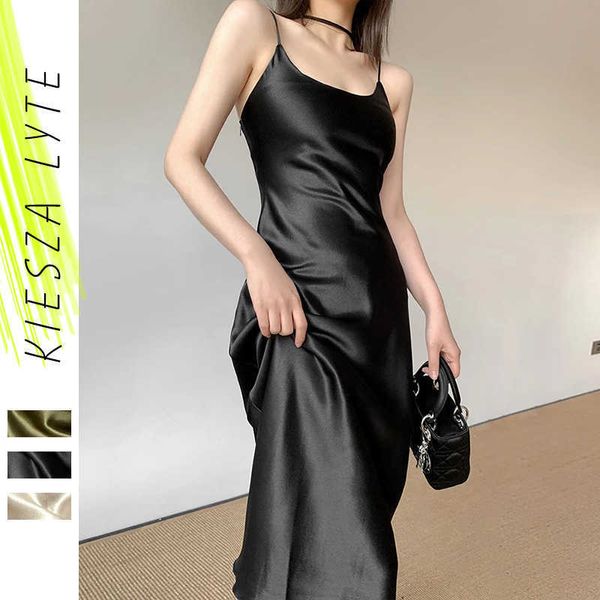 women dresses summer shiny satin spaghetti strap green champagne black elegant french dress vestidos de mujer 210608, Black;gray
women dresses summer shiny satin spaghetti strap green champagne black elegant french dress vestidos de mujer 210608, Black;gray
