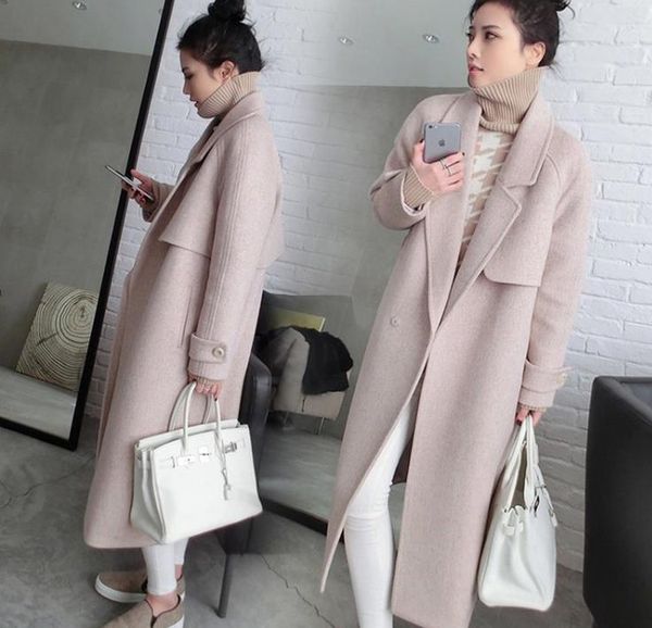women's wool & blends korean woolen overcoat medium length loose and thin fashion coat clothing, Black
women's wool & blends korean woolen overcoat medium length loose and thin fashion coat clothing, Black