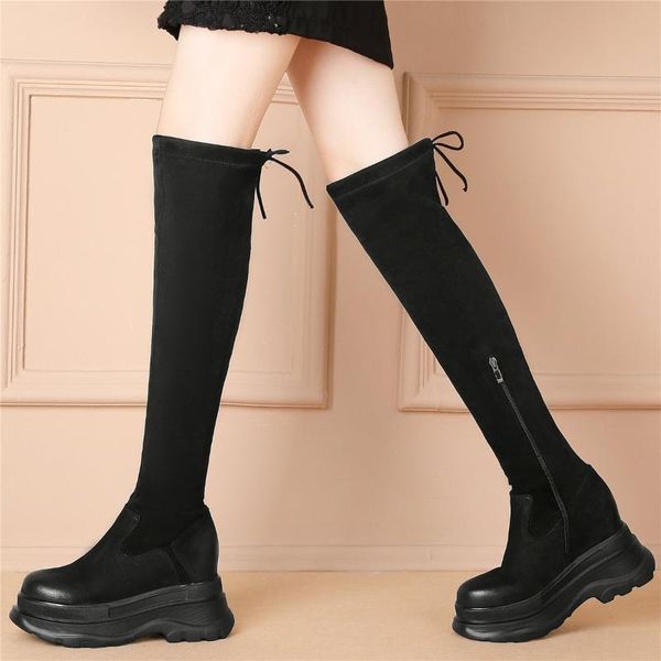 boots women genuine leather wedges high heel over the knee female round toe chunky platform pumps thigh warm creepers, Black
boots women genuine leather wedges high heel over the knee female round toe chunky platform pumps thigh warm creepers, Black