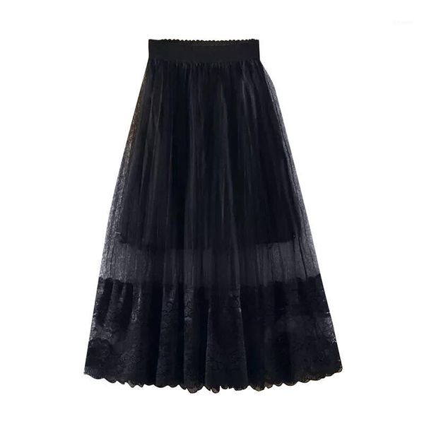 women's long skirt pleated fashion mesh loose high waist woman skirts black white maxi
women's long skirt pleated fashion mesh loose high waist woman skirts black white maxi