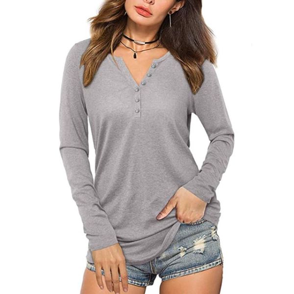women's t-shirt 4# solid color t-shirts casual long sleeve loose v-neck button elegant oversized aesthetic t shirt top, White
women's t-shirt 4# solid color t-shirts casual long sleeve loose v-neck button elegant oversized aesthetic t shirt top, White