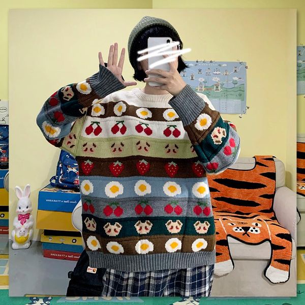 women's sweaters bebobsons women winter japanese sweet strawberry omelette cherry jacquard thick warm knitted pullovers casual, White;black
women's sweaters bebobsons women winter japanese sweet strawberry omelette cherry jacquard thick warm knitted pullovers casual, White;black