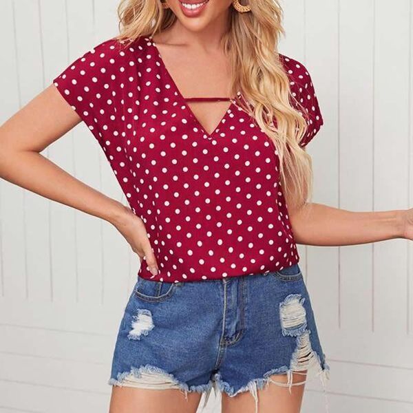women's blouses & shirts 2021 summer women polka dot chiffon cross v-neck loose female shirt fashion office lady clothes blusas mujer, White
women's blouses & shirts 2021 summer women polka dot chiffon cross v-neck loose female shirt fashion office lady clothes blusas mujer, White