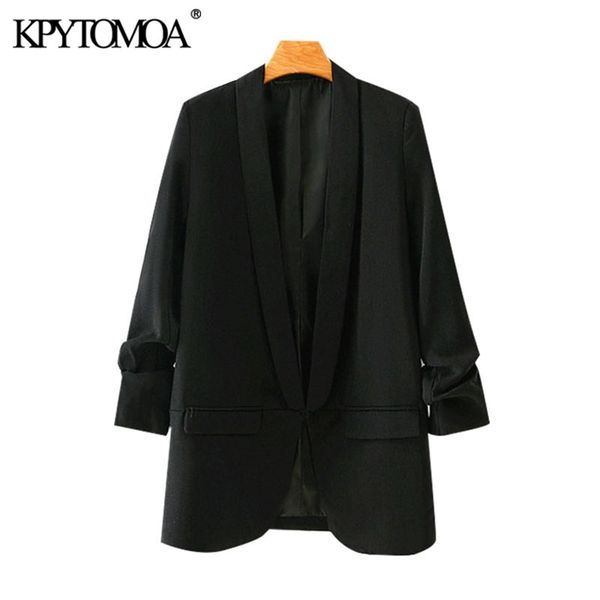 kpytomoa women fashion office wear basic black blazer coat vintage pleated sleeve pockets female outerwear chic 210930, White;black
kpytomoa women fashion office wear basic black blazer coat vintage pleated sleeve pockets female outerwear chic 210930, White;black