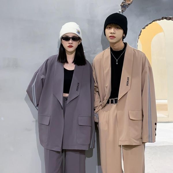 men's suits & blazers neutral loose lazy fold jacket homestead pleated fabric winter single button large suit coat male hommes, White;black
men's suits & blazers neutral loose lazy fold jacket homestead pleated fabric winter single button large suit coat male hommes, White;black