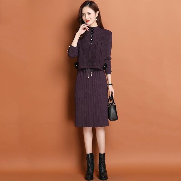 two piece dress knitted sweater skirt two-piece women's 2021 winter korean version the large size lace-up over knee suit, White
two piece dress knitted sweater skirt two-piece women's 2021 winter korean version the large size lace-up over knee suit, White