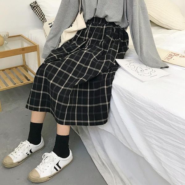 skirts vintage plaid skirt women korean japan style pleated elastic high waist midi tutu autumn mori a line big swing long saias, Black
skirts vintage plaid skirt women korean japan style pleated elastic high waist midi tutu autumn mori a line big swing long saias, Black