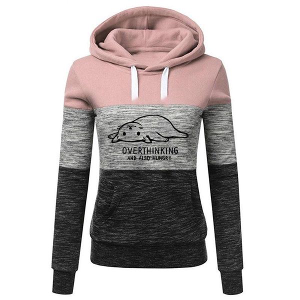 women's hoodies & sweatshirts overthinking and also hungry print women splice casual femmes lover gift autumn sweet long sleeve, Black
women's hoodies & sweatshirts overthinking and also hungry print women splice casual femmes lover gift autumn sweet long sleeve, Black