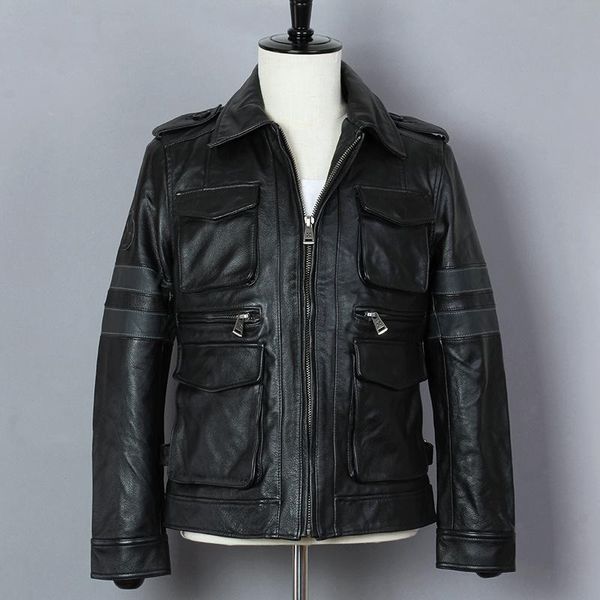 men's leather & faux m65 motorcycle jacket men cowhide genuine male slim fit short multi-pocket locomotive clothing biker coat, Black
men's leather & faux m65 motorcycle jacket men cowhide genuine male slim fit short multi-pocket locomotive clothing biker coat, Black