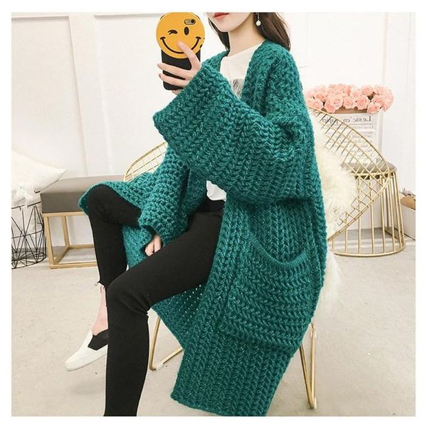women's sweaters 2021 women solid thick long knitted cardigan pockets autumn winter coarse line coats flare sleeved loose outerwear, White;black
women's sweaters 2021 women solid thick long knitted cardigan pockets autumn winter coarse line coats flare sleeved loose outerwear, White;black