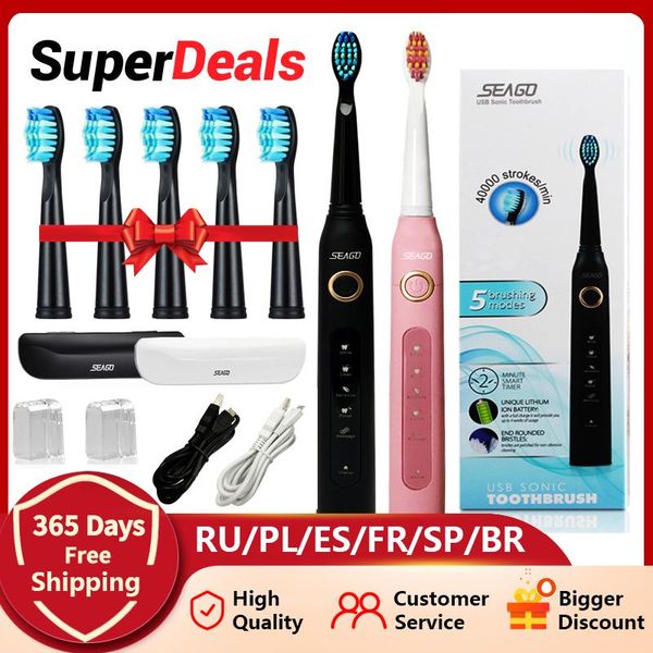 smart electric toothbrush seago sonic sg-507 5 modes usb charge rechargeable waterproof tooth 16 brushes replacement heads set
smart electric toothbrush seago sonic sg-507 5 modes usb charge rechargeable waterproof tooth 16 brushes replacement heads set