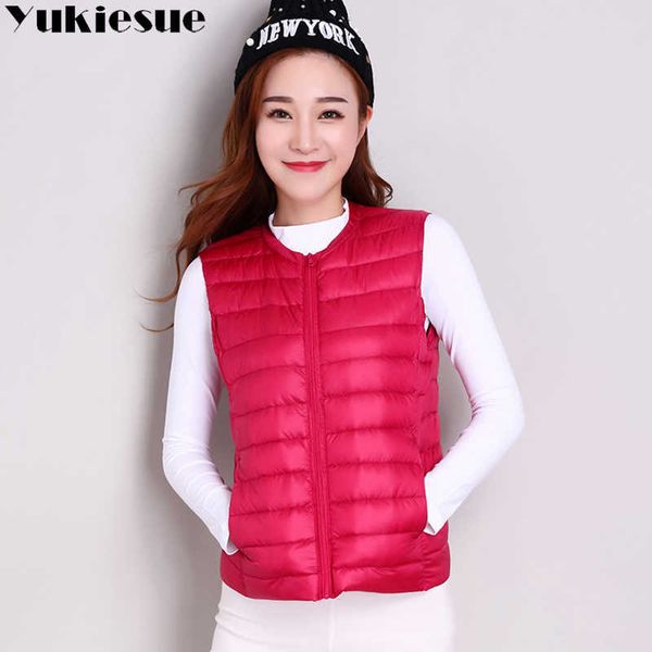 female light down vest korean version of the sleeveless round neck jacket plus size women's 210608, Black
female light down vest korean version of the sleeveless round neck jacket plus size women's 210608, Black